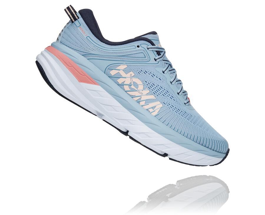 Hoka One One Bondi 7 Löparskor Dam - Blå - XJDME-8013